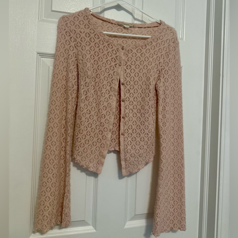 KIMCHI BLUE Pink Textured Knit Cardigan Urban Outfitters Size S